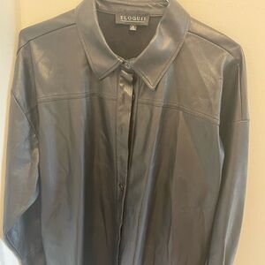 Eloquii Black Leather Jacket Classic Collar Lightweight